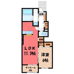 新栃木駅 徒歩18分 1階の物件間取画像